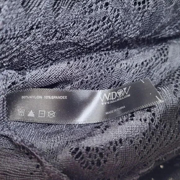 WIDOW Black Lace Gothic Grand Affair Maxi Dress Size M Sheer Romantic Goth Witch - Picture 10 of 13